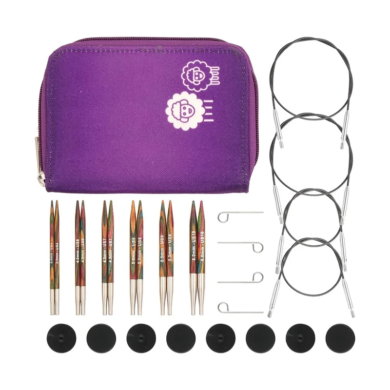 KnitPro Symfonie Deluxe Interchangeable Circular Needle Set 4" (10cm) | 6 Sizes (3.5mm to 6mm)