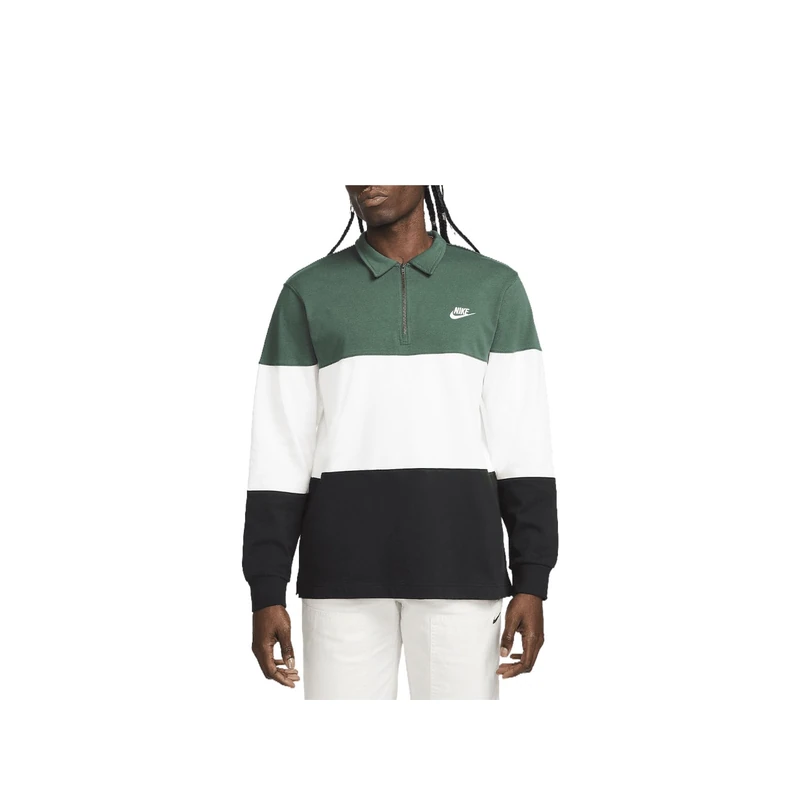 NIKE FB7797-323 M NK CLUB+ KNIT LS TOP CB Sweatshirt Men's FIR/WHITE/BLACK/WHITE Size XL