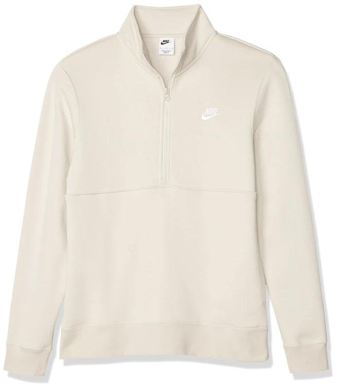 NIKE DD4732-073 M NSW CLUB BB HZ TOP Sweatshirt Men's LIGHT BONE/LIGHT BONE/WHITE Size L