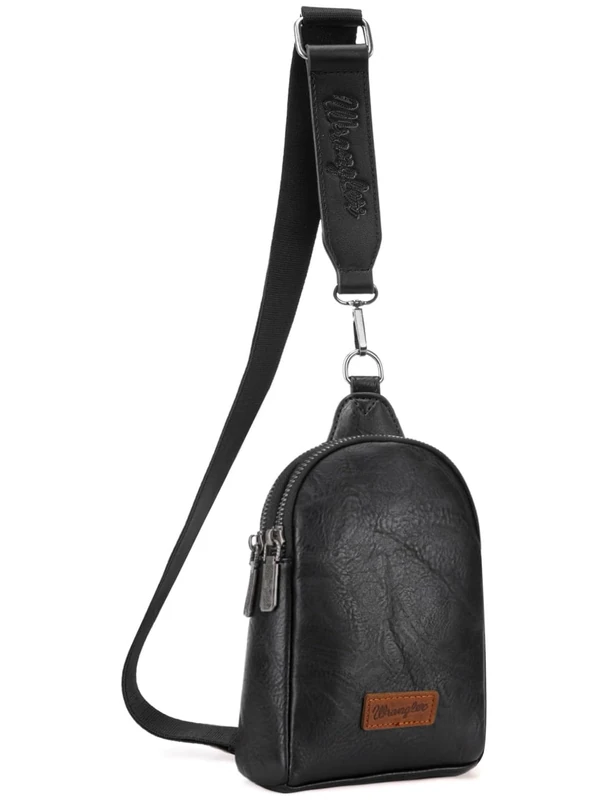 Wrangler Crossbody Sling Bags for Women Fanny Packs Chest Bag for Travel Gift, Classic-black, 5 x 2 x 8 inches
