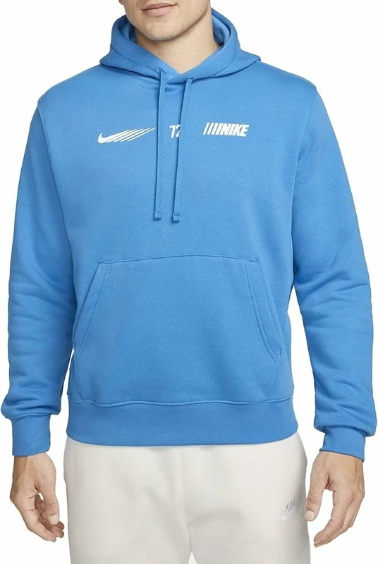 NIKE FN4895-435 M NSW SI PO HOODIE FLC BB Sweatshirt Men's LT PHOTO BLUE Size M
