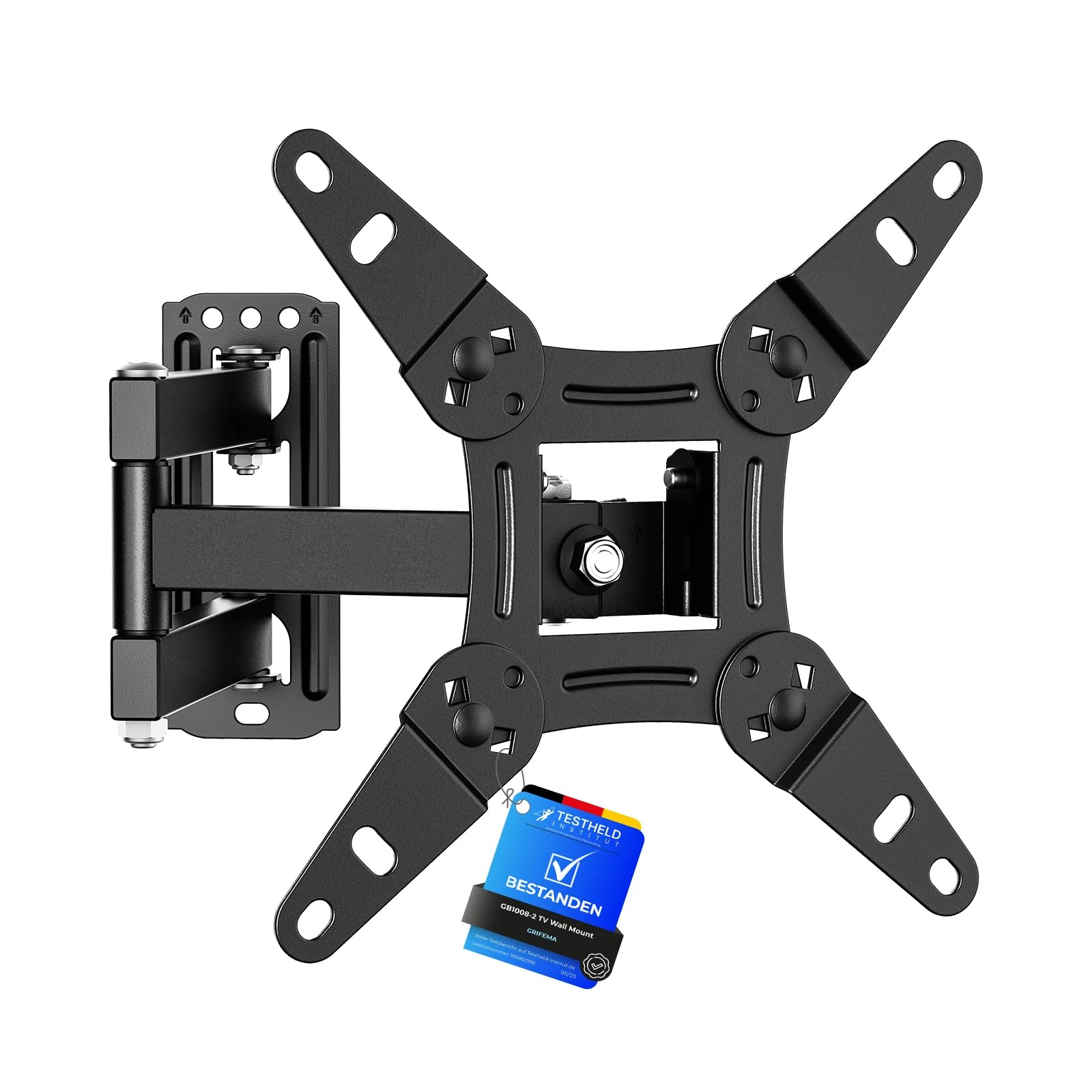 GRIFEMA GB1008-2 TV Wall Bracket for 13-43 inch, Swivel Tilt Extendable TV Wall Mount for Flat & Curved Screen, up to 20KG, Max Vesa 200X200MM