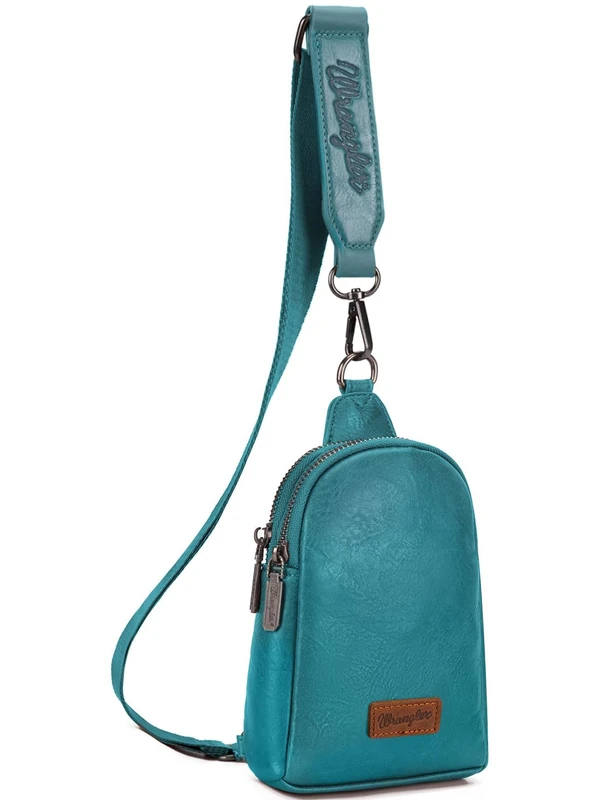 Wrangler Small Crossbody Sling Bags for Women Fanny Packs Chest Bag for Travel Gift, Classic-turquoise, One Size