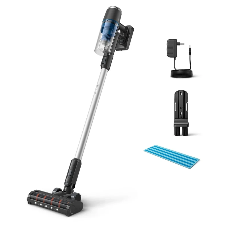 Philips Cordless Vacuum Cleaner 3000 Series, Integrated Handheld Vacuum Cleaner, Digital Motor, Precision and LED Nozzle, 60 Minutes Runtime, Removable Battery, PowerCyclone 8 Technology (XC3032/01)