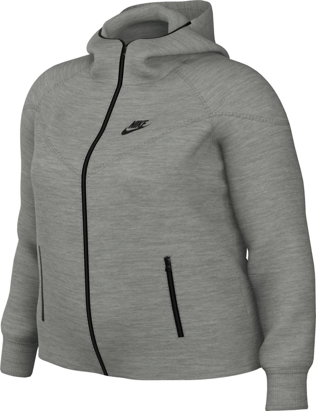 NIKE FB8340-063 W NSW TCH FLC WR FZ HDY Sweatshirt Women's DK GREY HEATHER/BLACK Size 0X