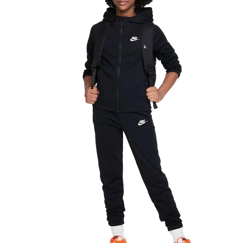 NIKE FD3072-010 K NSW TRACKSUIT POLY HD FZ LBR Jacket Unisex BLACK/BLACK/WHITE Size XS