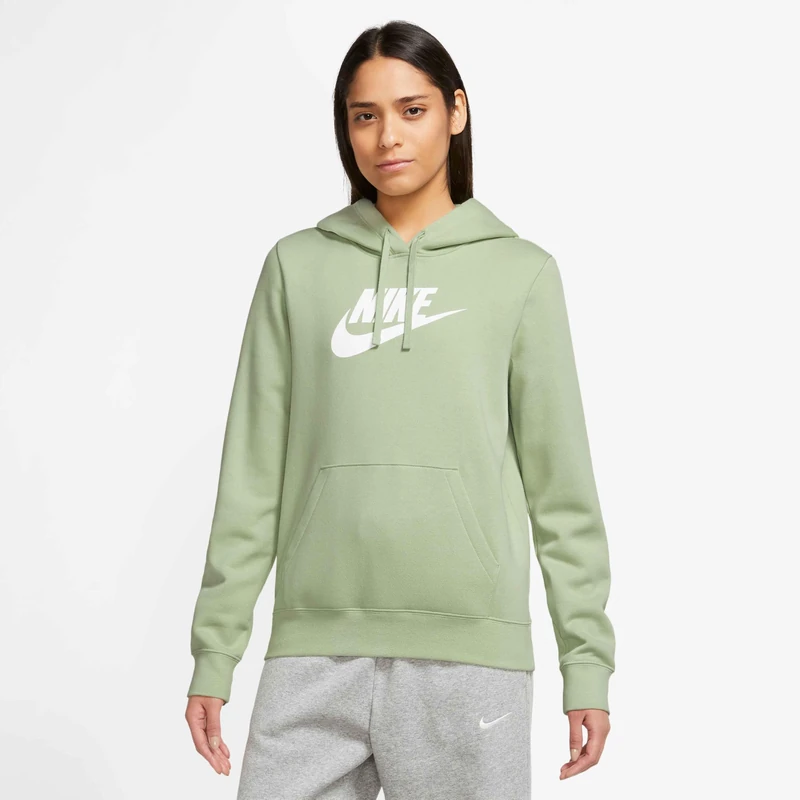 NIKE DQ5775-343 W NSW CLUB FLC GX STD PO HDY Sweatshirt Women's HONEYDEW/WHITE Size L-T