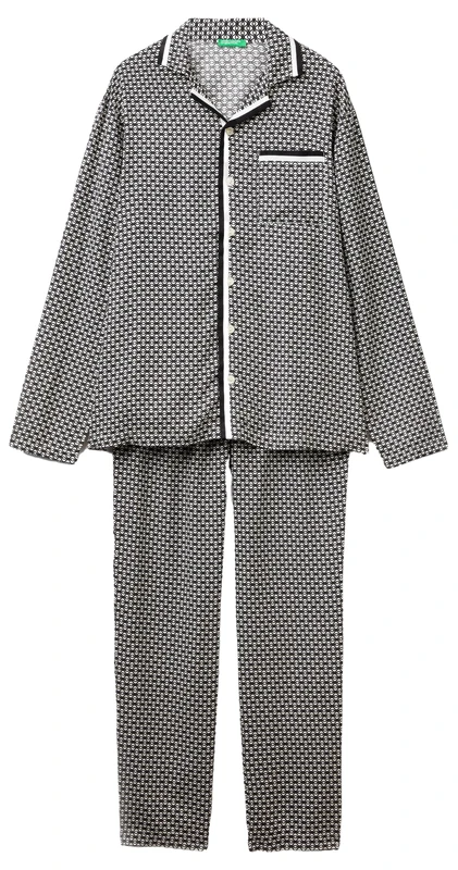 United Colors of Benetton Pig(Shirt+Pant) 41HH4P007 Pyjama Set, Black 61P, S Men, Black 61p, S