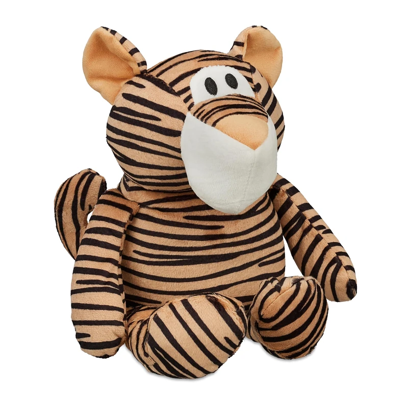 Relaxdays Sand-Filled Doorstop Tiger, for Children's Room, Anti Slam, Deco Draft Protection, 22 x 19 x 26cm, Brown/Black, Polyester