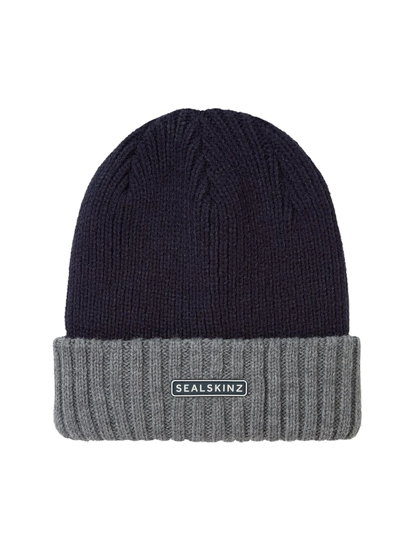 SEALSKINZ | Bacton | Unisex Waterproof Cold Weather Roll Cuff Beanie Hat | Everyday Use & Outdoor Activity | Three-Layer Insulation Technology | Microfleece Lining Navy