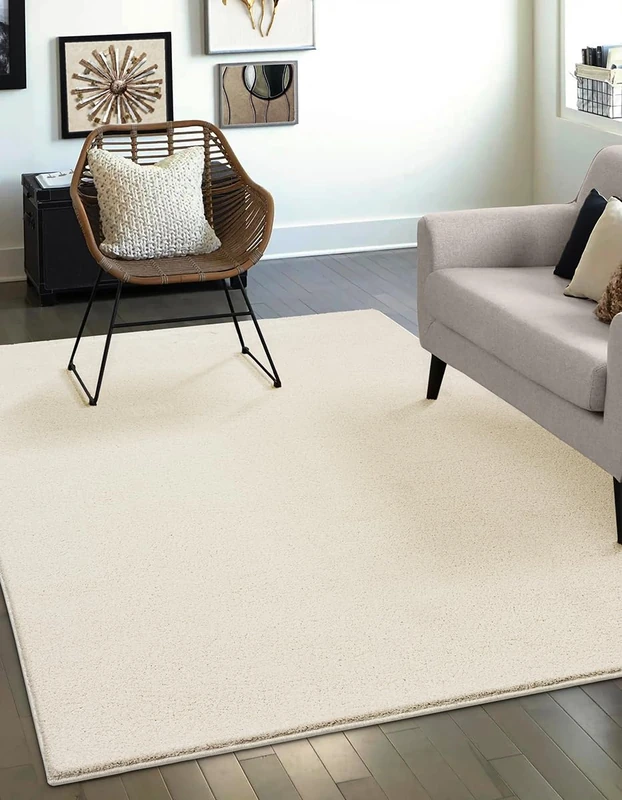 Mia's Emely Modern Soft Short Pile (17 mm) Living Room Rug - Cream - 80 x 250 cm