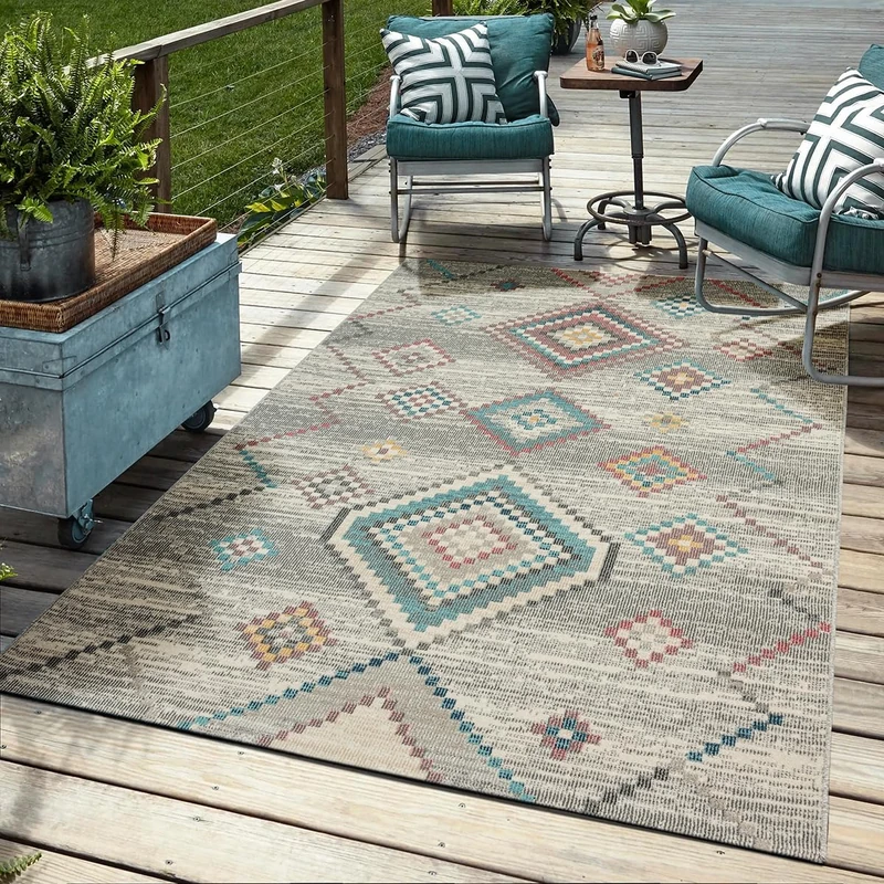 Mia's Bliss Rugs, Robust Outdoor Rug, Modern Design, Weatherproof and UV-Resistant, for Balcony, Patio and Conservatory, but also Suitable for Kitchen or Dining Room, Cream, 160 x 230 cm