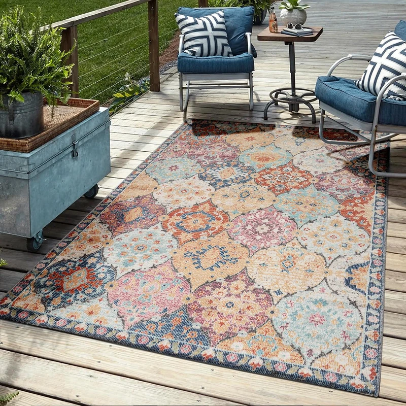 Mia's Bliss Rugs, Robust Outdoor Rug, Modern Design, Weatherproof and UV-Resistant, for Balcony, Patio and Conservatory, but also suitable for Kitchen or Dining Room, in Multi Colours, 80 x 300 cm