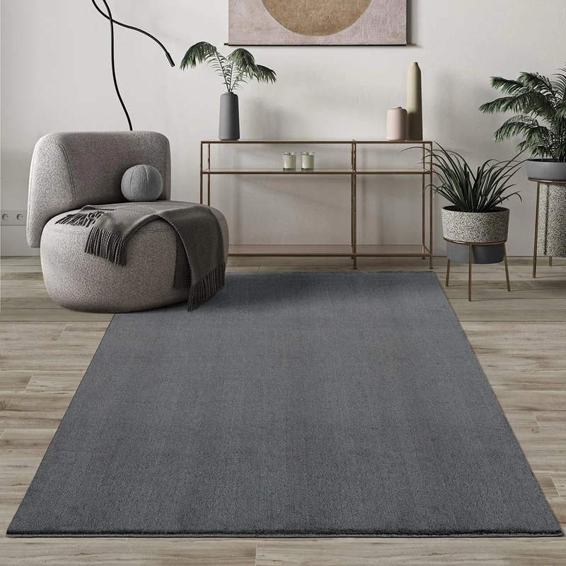 Mias Teppiche Comfort Modern Fluffy Short-Pile Carpet, Anti-Slip Backing, Washable up to 30 Degrees, Super Soft, Faux Fur Look, 140 x 200 cm oval - Image 1