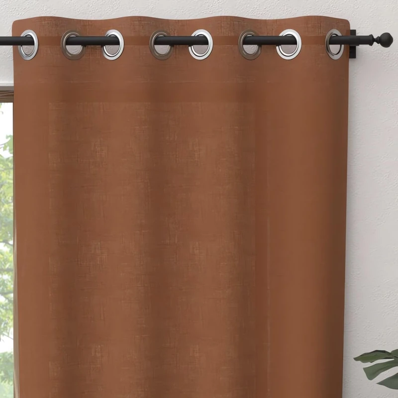 Soleil d'ockre Panama Terracotta Curtain with Eyelets 135 x 250 cm Pure Cotton