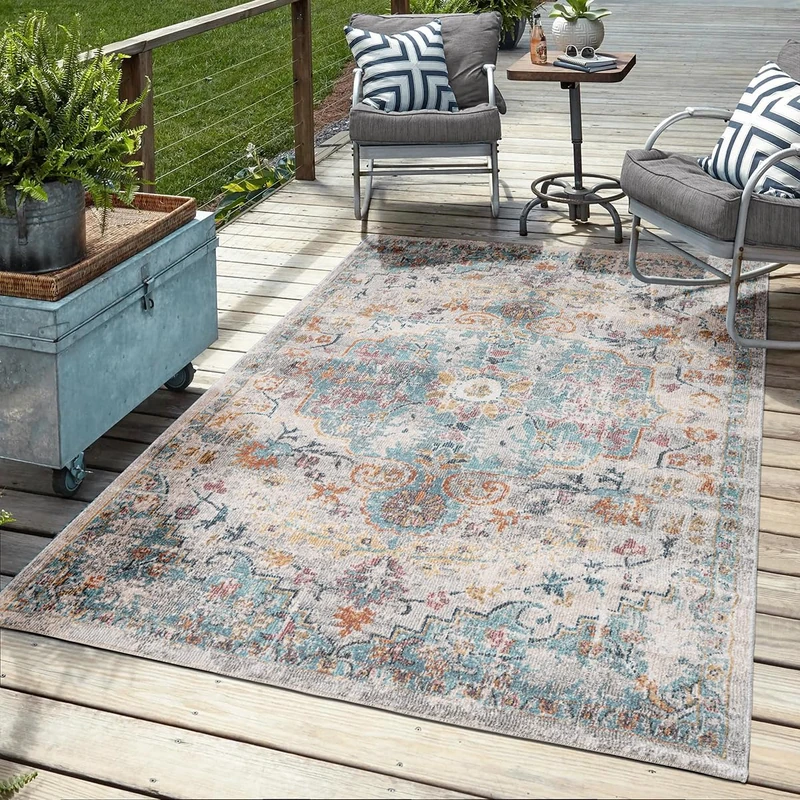 Mia's Bliss Rugs, Robust Outdoor Rug, Modern Design, Weatherproof and UV-Resistant, for Balcony, Patio and Conservatory, but also suitable for Kitchen or Dining Room, in Multi Colours, 160 x 230 cm