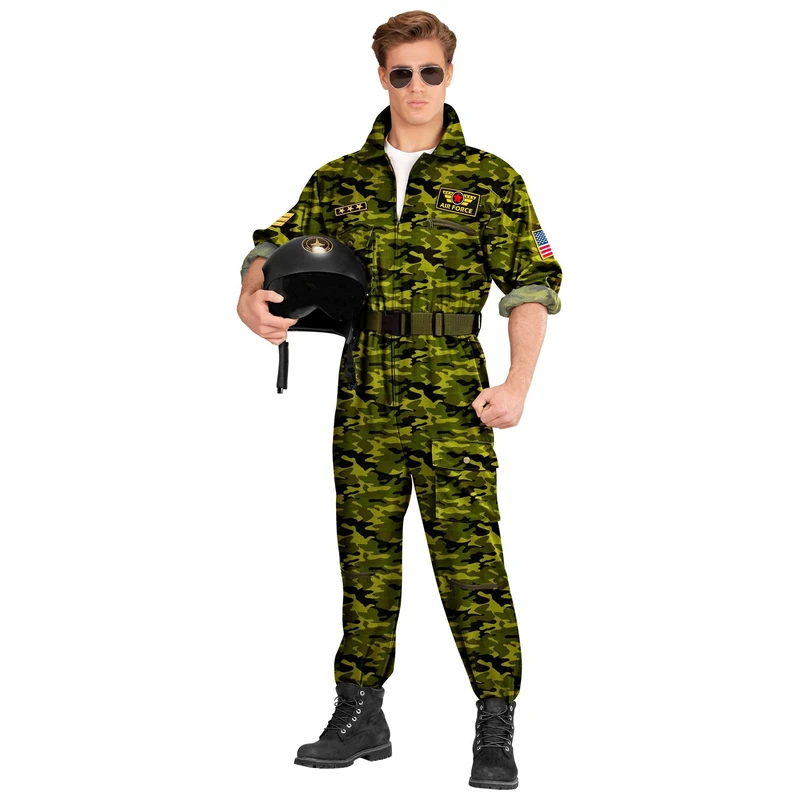 W WIDMANN MILANO Party Fashion - Men's Fighter Jet Pilot Costume, Aviation, Americans, Soldiers, Military, Carnival, Theme Parties
