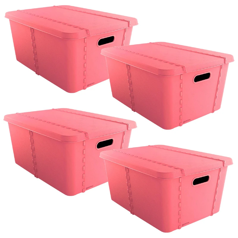 SP Berner 4x Life Story Storage Box with Lid, Large, 45L, Rose - Image 1