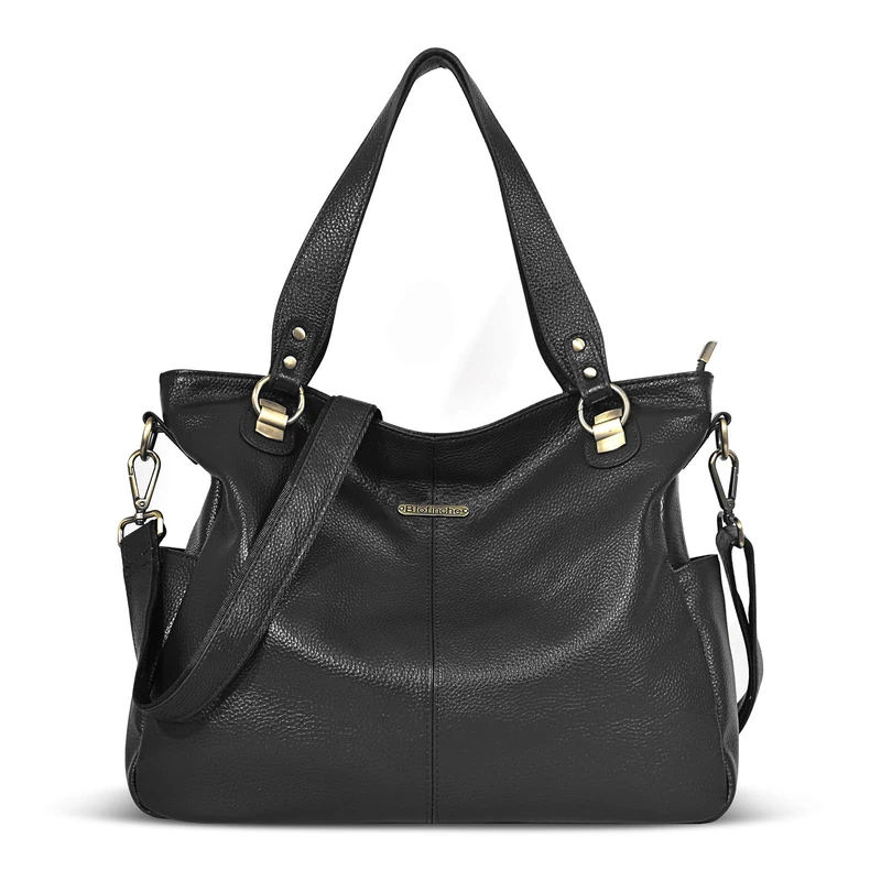 Blofinche Genuine Leather Tote Bag Womens Purses ladies hobo Handbags shoulder work Satchel, Black