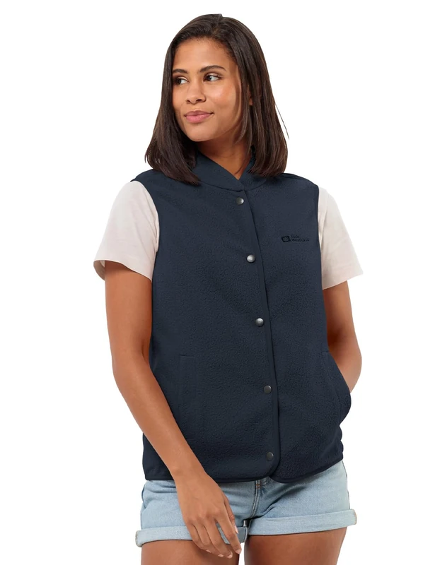 Jack Wolfskin Women's Light Curl Vest W Fleece Vest, Night Blue, S, Night Blue, S