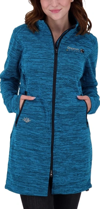 Deproc Active Women's Elmsdale Lightweight Short Coat Windstopper Softshell Transition Jacket Long II Knitted Fleece, Turquoise, 38