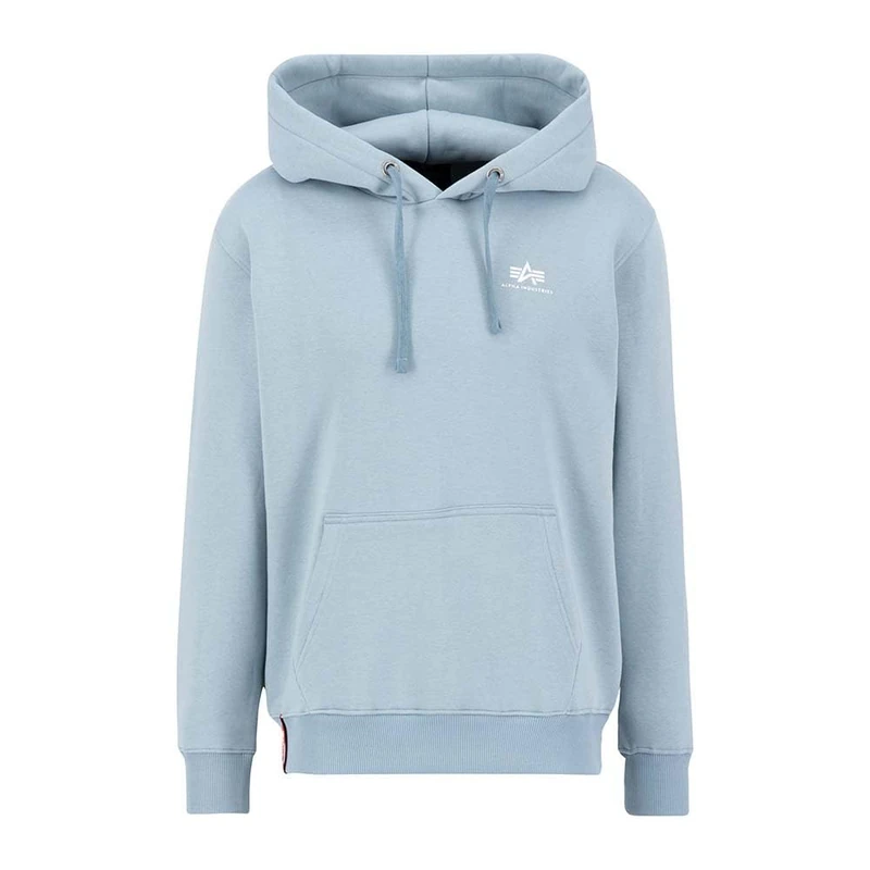 Alpha Industries Basic Hoody Small Logo Hooded Sweat for Men Greyblue