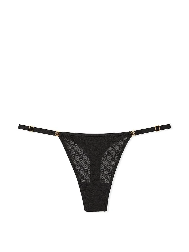 Victoria's Secret Women's Very Sexy Lace Thong Underwear, Panties for Women (XS-XXL), Black, XL