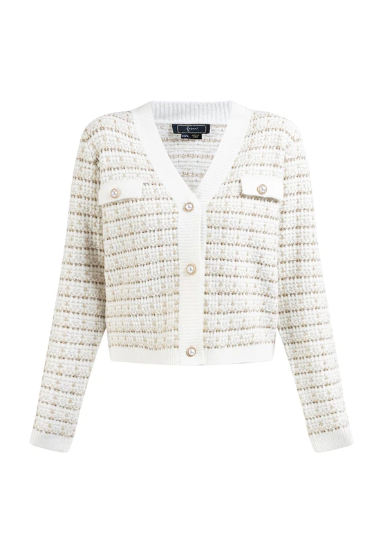 faina Women's Bouclé Cardigan, White, Medium/Large
