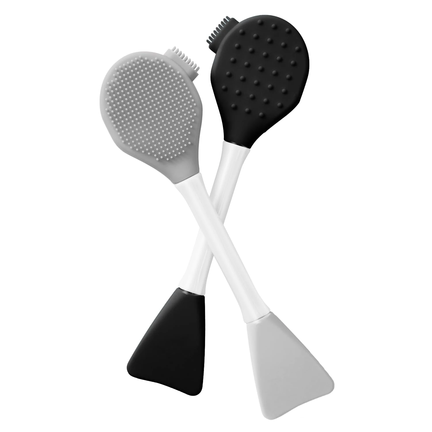 RamPula Silicone face Scrubber, 2 Piece Facial Cleansing Brush, face mask Brush with Soft Clay face mask applicator, for applying Masks and Washing Your face, for Foundation,Cream