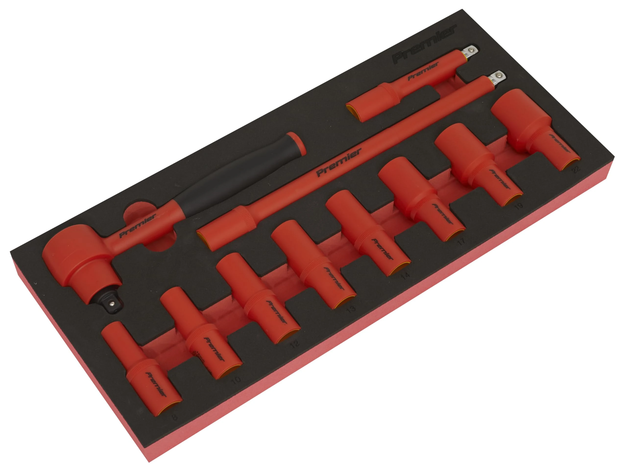 Sealey Premier 11pc 3/8" Sq Drive Insulated Socket Set with Tool Tray - VDE Approved - TBTE01