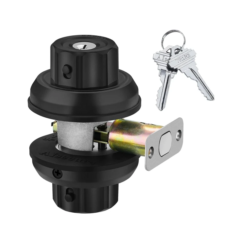 EASILOK Deadbolt Lock, Twist-to-Lock Front Door Lock Keyless Heavy Duty Single Cylinder Deadbolt High Security with Unpickable Night Latch &Anti-Mislock Button, Zinc Alloy, Black