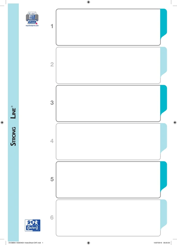 OXFORD 20 Packs of Neutral Dividers A4XL 6 Positions Card Thickness 170 g White