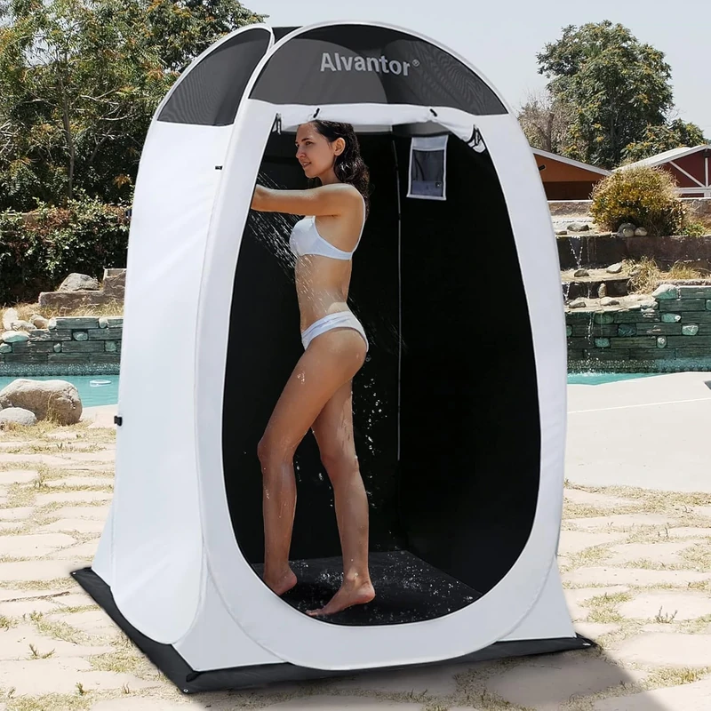 Alvantor Shower Tent Portable Changing Room, Outdoor Toilet, Pop Up Shelter for Privacy, Dressing Room, and Shelter - Teflon-Coated Fabric, Patent Pending 4'x 4'x 7'