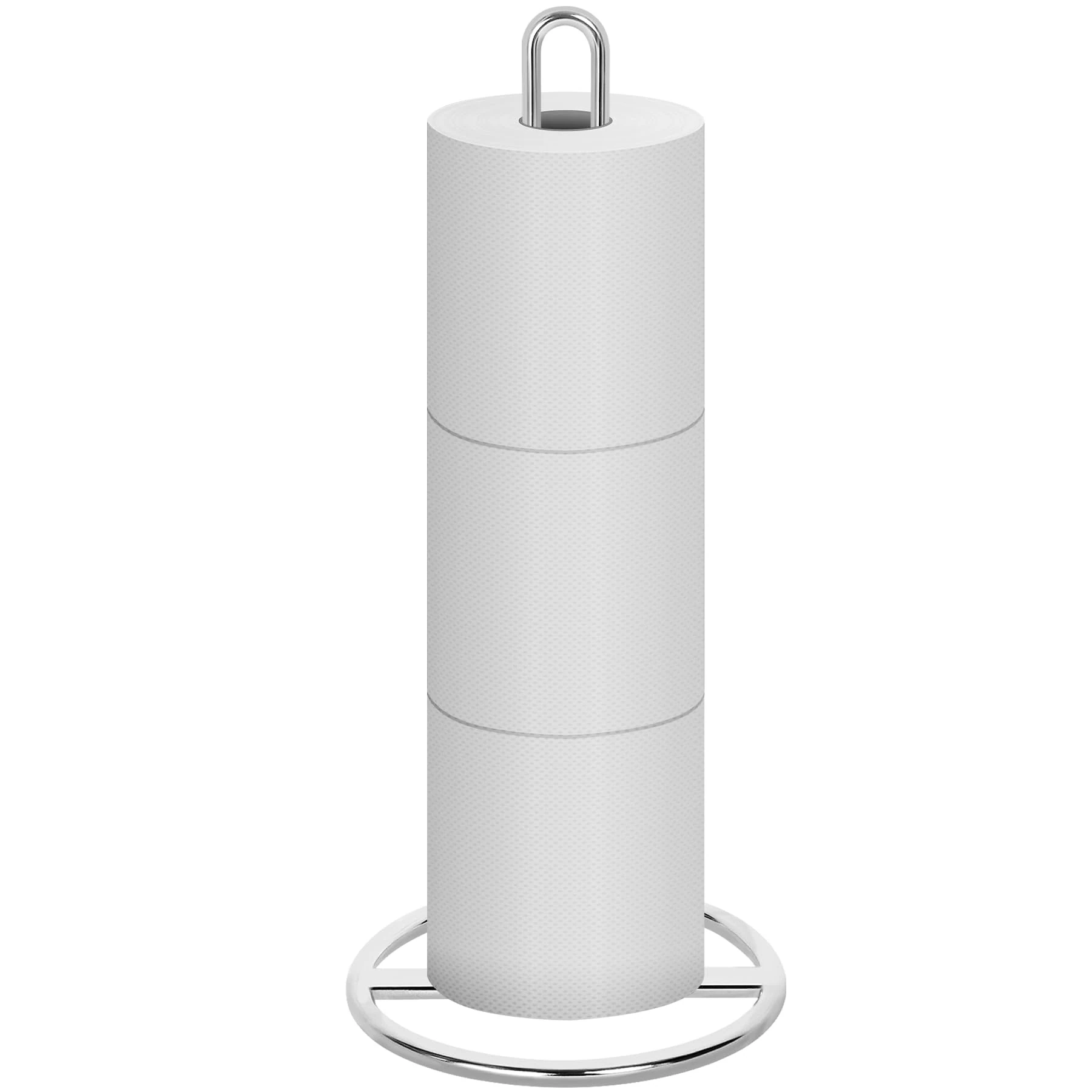 Toilet Roll Holder Free Standing, OBODING, Silver Toilet Paper Holder Stand for Storing 3 Rolls of Toilet Papers (Silver)