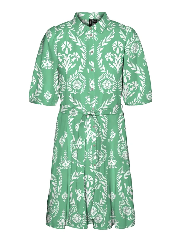 VERO MODA Female Shirt Blouse Dress VMDICTHE Short Dress, Katydid/AOP:Hari Snow White, XL