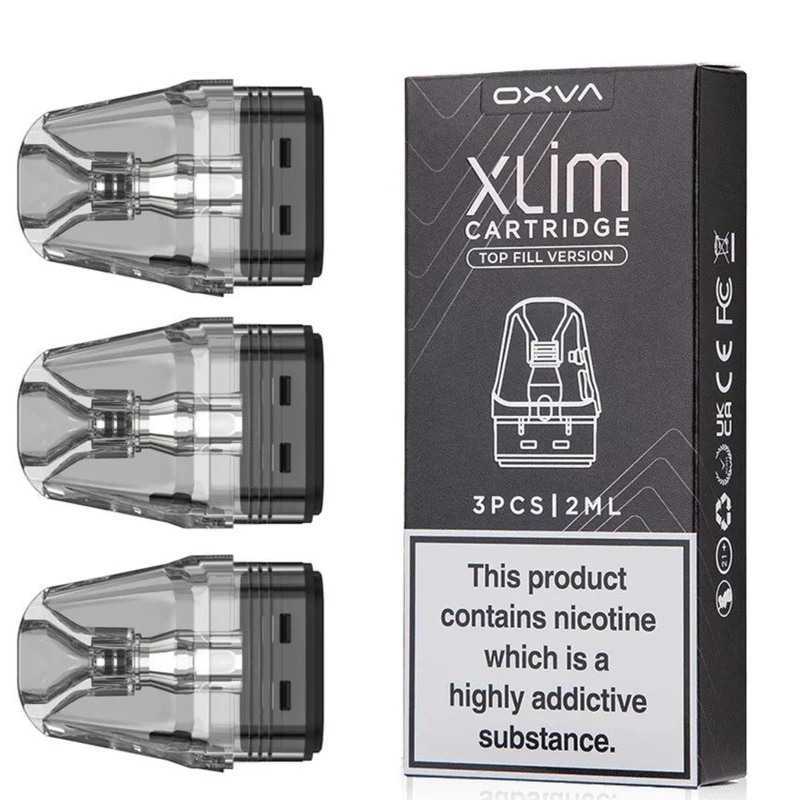 Oxva Xlim Pods 0.8 V3 Replacement Pods for OXVA XLIM Pro Kit, Xlim Vape Kit, SE Xlim 2ml Top Fill Cartridge Pack of 3-12W - 16W Built-in Mesh Coil No Nicotine - Nicotine Free - 0.8ohms