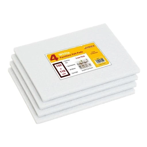 Furniture Pads for Hardwood Floors – Self-Adhesive Felt Pads Chair Leg Floor Protectors Pack of 4 – Cut To Size Pad Sheets for Laminate Floor – 150mm x 110mm (WHITE, 150mm x 110mm)