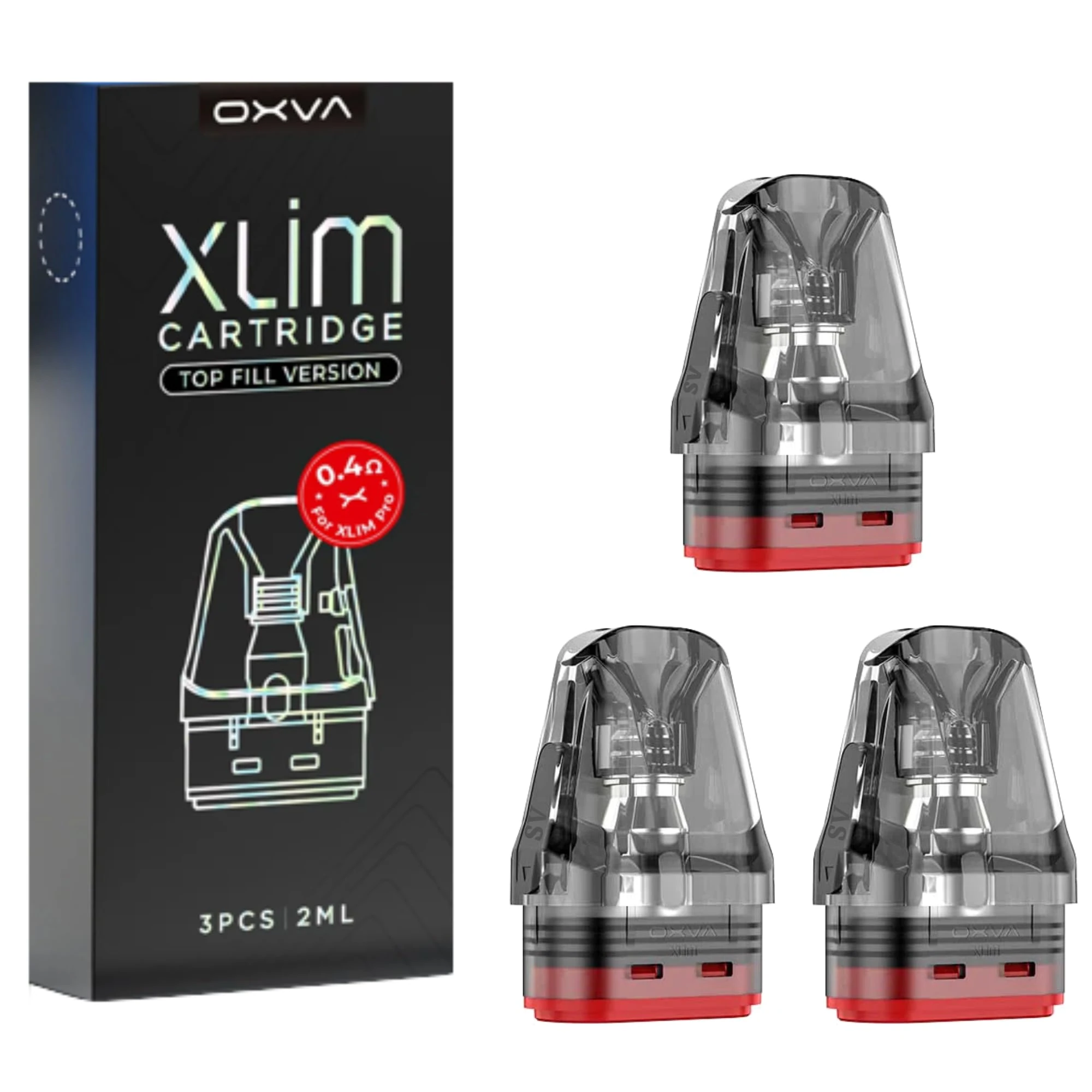 Oxva Xlim Pods (0.4) Compatible with Oxva Xlim Series Except Xlim C Kit - Pack of 3 Xlim V3 Pods - 2ml Mesh Pods - 26-30w - No Nicotine (0.4ohm)