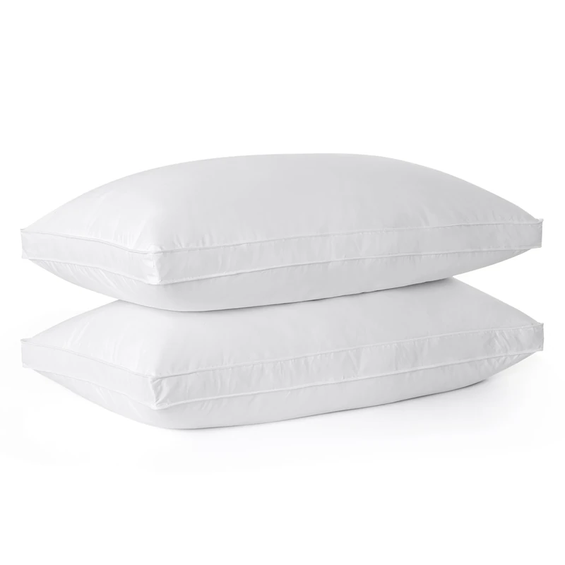 Bafode Goose Down Feather Gusseted Bed Pillows, Pillows King Size Set of 2, 100% Soft Cotton Cover, Pillow for Back, Stomach or Side Sleepers
