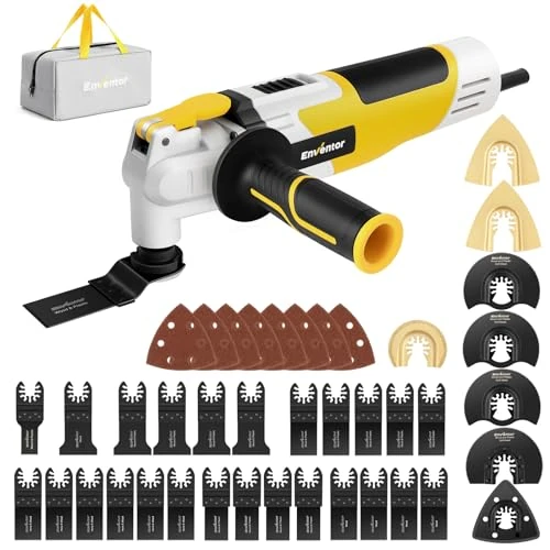 ENVENTOR Oscillating Multifunction Tool, 280W Oscillating Tools, 42 Accessories, 6 Variable Speeds 15000-22000RPM, 3° Oscillating Angle, Multi Oscillating Tool for Cutting, Sanding, Scraping, Sawing