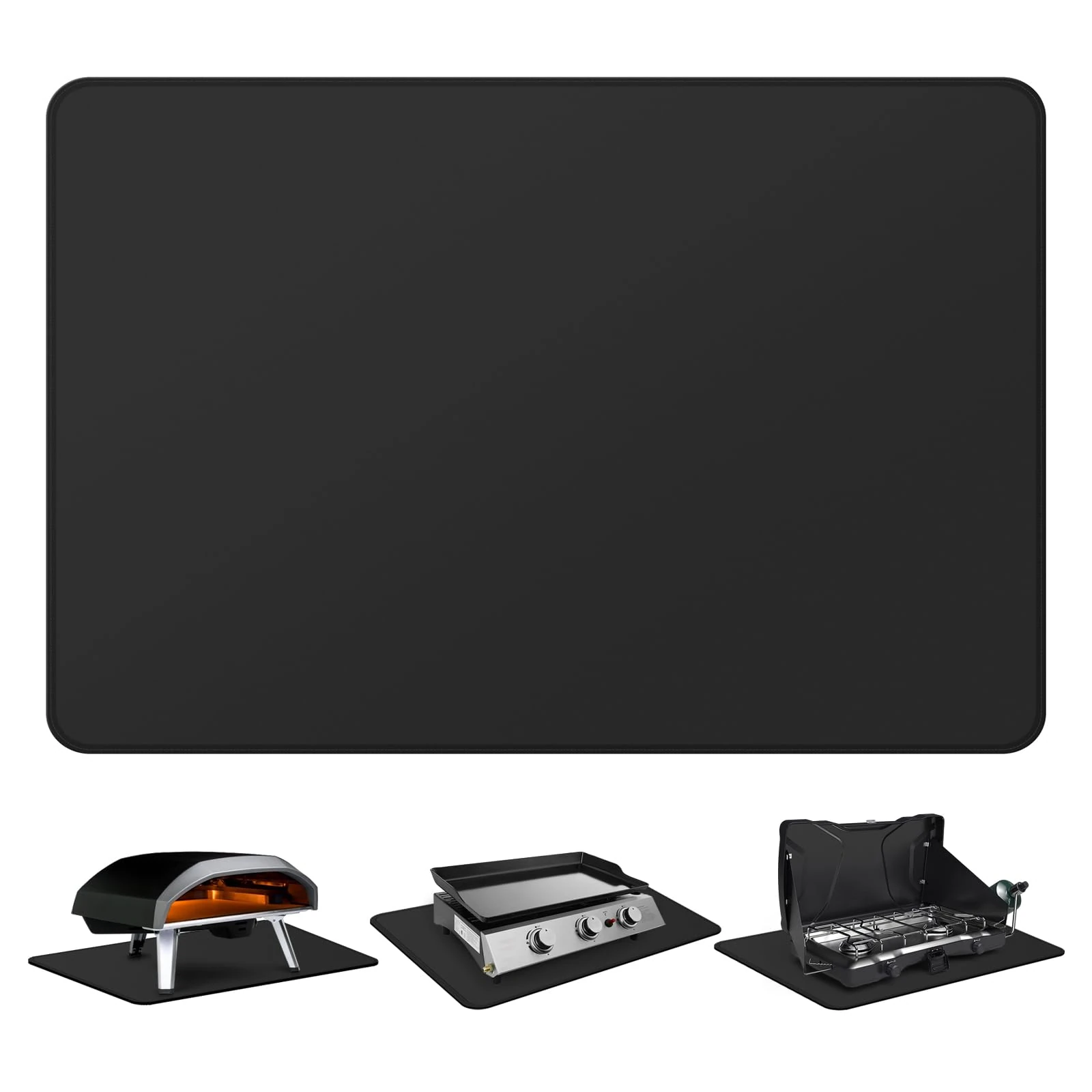 FLASLD Fireproof & Waterproof Under Blackstone Griddle BBQ Mat, Heat Resistant Grill Mats for Outdoor Grill to Protect Your Prep Table and Outdoor Grill Table (Black,24 x 36in)