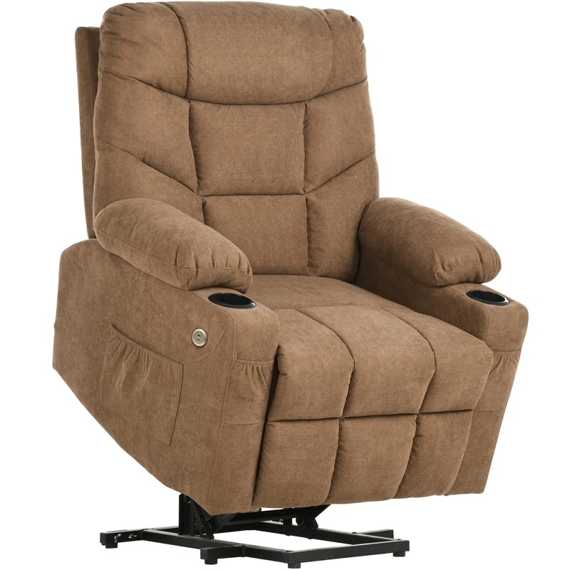 YITAHOME Recliner Armchair, Power Massage Lift Recliner Chair with Heat Vibration for Elderly, Heavy Duty Safety Motion Reclining Mechanism, Electric Reclining Chairs, Antiskid Fabric (Brown)