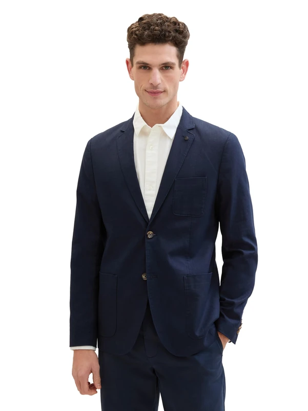 TOM TAILOR Men's Jacket, 35176 - Sky Captain Blue Herringbone, 42R