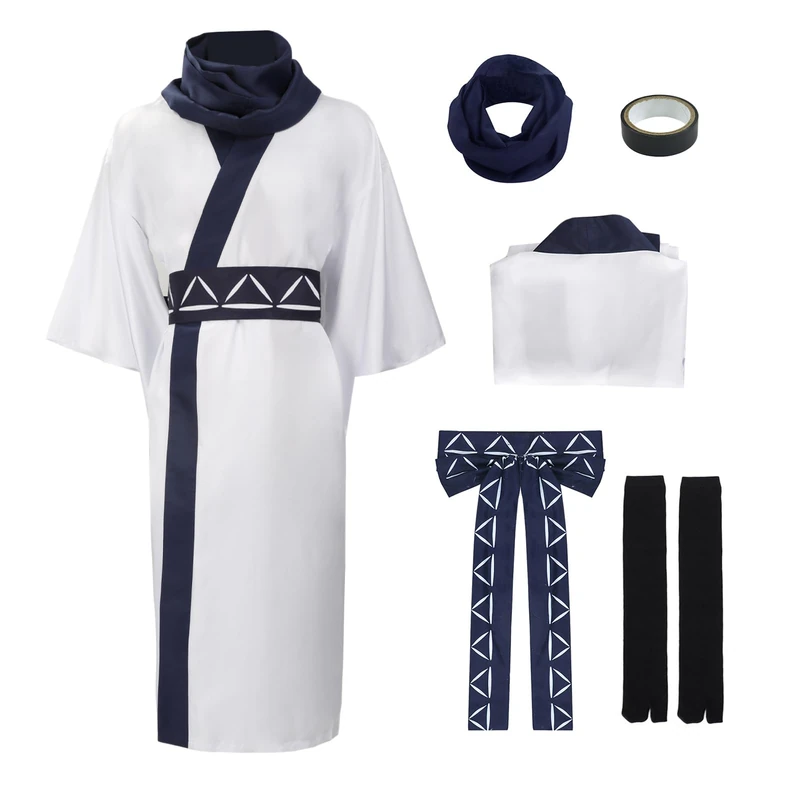 C-ZOFEK Men's US Size Sukuna Cosplay Costume White Kimono Outfit with Waistband, White, S
