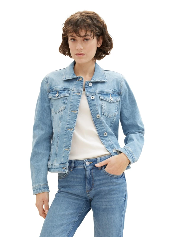 TOM TAILOR Women's 1041047 Denim Jacket, 10142-Light Stone Blue Denim, M, 10142 Light Stone Blue Denim, M
