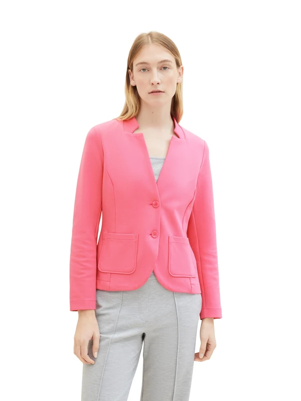 TOM TAILOR Women's Basic Ottoman Blazer with Pockets, 15799 - Carmine Pink, M