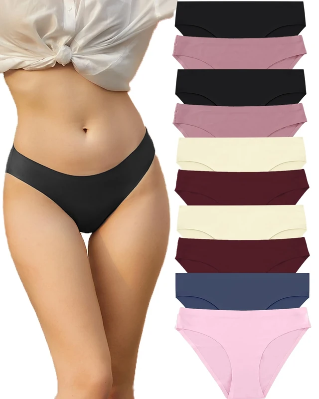 FINETOO Pack of 10 Seamless Briefs, Sexy Hipster Panties, D-10, XS-XL