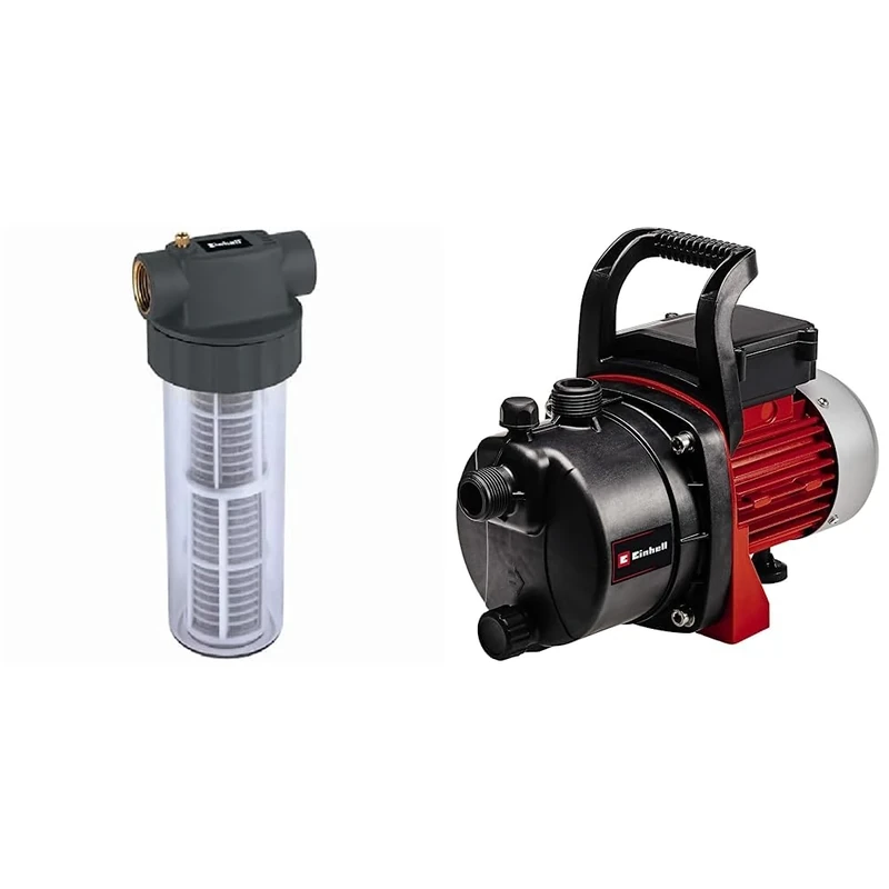Einhell - Prefilter (25 cm) & Garden pump GC-GP 6538 (650 W, 3.6 bar pressure, 3,800 l/h flow rate, water filler screw, water drain screw, carrying handle)
