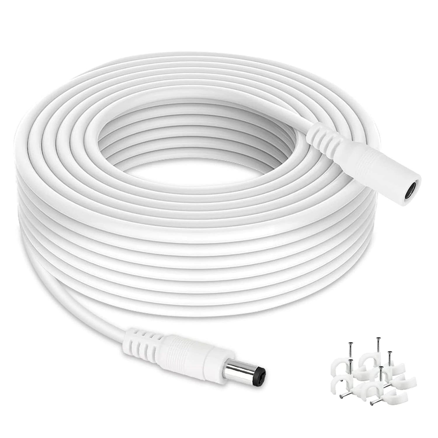 Lonnky 5-Meter DC Extension Cable, Durable 18 AWG With 5.5mm x 2.1mm Plug, Compatible With CCTV Cameras (Tapo, IMOU, TP-Link), Archer Router, Grovee LED Strips, White