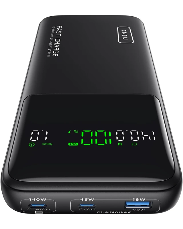 INIU 140W 27000mAh Portable Charger for Laptop & Phone, Mini Power Bank with PD QC Fast Charging (USB-C in/Out) - High Capacity Electronics Battery Pack for iPad, Samsung, Travel, Camping